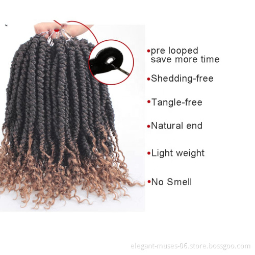 passion twist synthetic crochet braiding hair twist curly synthetic hair for braids yaki extension braiding hair brown ombre